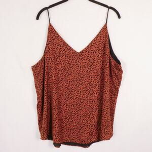 Express Rust Brown Reversible Strappy Top Size XL Black Dot Print Layering